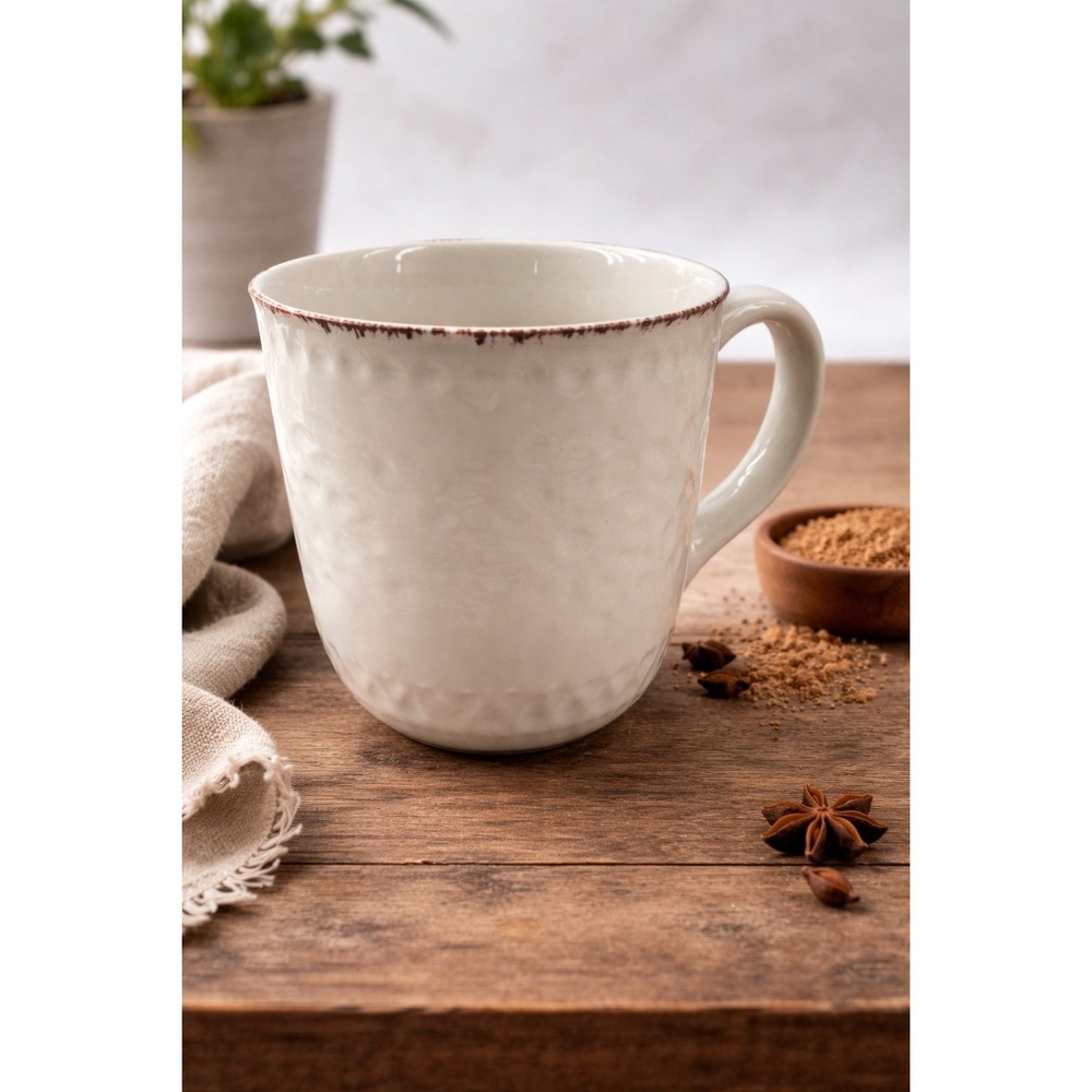 Pfaltzgraff Chateau Cream Stoneware Embossed Coffee Mug Cup 12 Oz Excellent‎